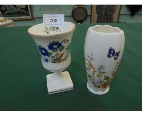 Aynsley china Marlina patterned small trophy vase and a Aynsley china cottage garden, small cylindrical flower vase