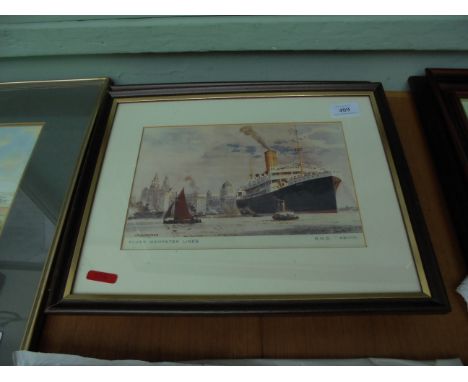 4 River Mersey prints incl. "Out with The Tide", " At the Entrance to Canning Dock", "An Evening View", "Outward Bound" and a