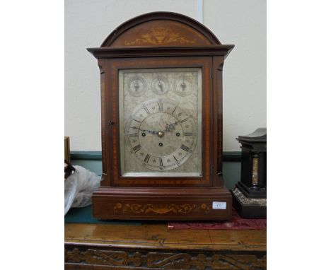 OUTSTANDING 4 STEEL DIAL BRACKET CLOCK WITHIN INLAID DOMED MAHOGANY CASE (Guide Price £500 - £550)BOOKS, ALBUMS AND COLLECTIO