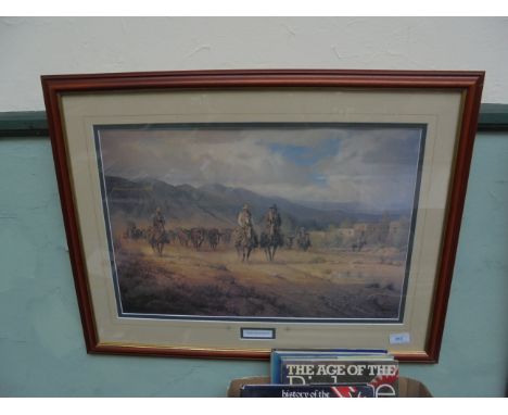 G. Harvey horse print "Takin Texas North" modern contemporary frame (21 1/2" x 14")