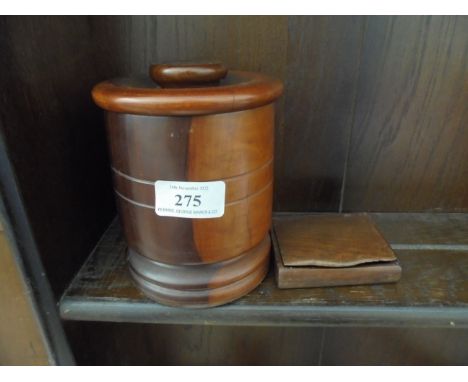 Lidded circular string box and a small snuff box