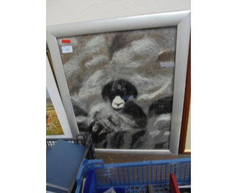 Silvered framed sheep hair print 