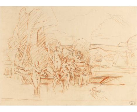 Wilfrid Gabriel de Glehn (1870-1951)Study for 'The Enchanted Isle' c.1924, studio stamp numbered 874, pencil and sanguine, 36