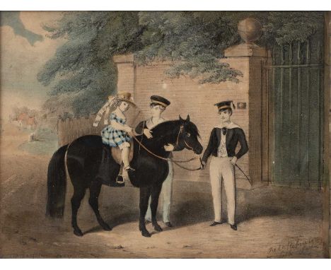 Fred RobinsonThe pony ride, lithograph, hand-coloured, signed and inscribed 'lith 1847', 21 x 28cm