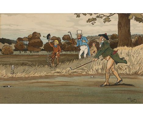 Harry Eliott (1882-1959)Golfing scene, colour lithograph, 21 x 33cm
