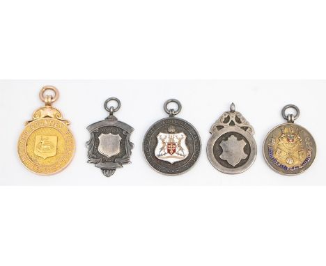 Reuben Grice (1886-1967): A collection of five football medals, to comprise: a 9ct gold Midland Counties Football League meda