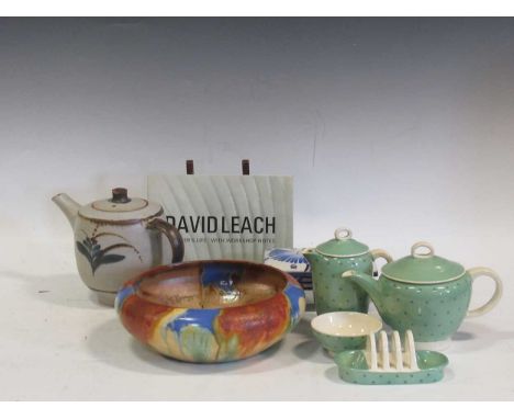 A David Leach teapot, together with a Susie Cooper part service, a Carlton Ware Art Deco box and cover and a Watcombe pottery