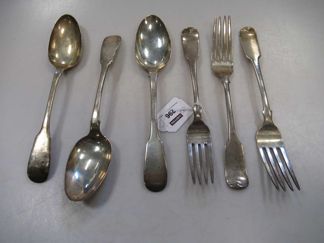 Six Scottish 19th century silver forks and spoons, 13 ozt (6) in ...