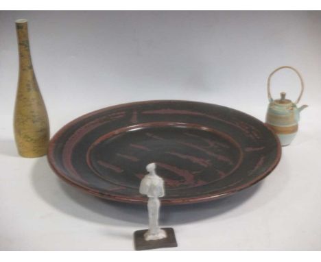 Adam Dworski studio pottery figure, together with a Mary Rich miniature teapot and cover, Rosenthal vase etc.