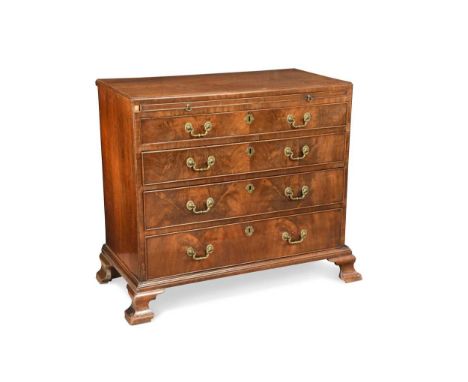 of four graduated drawers, with tea caddy top and brushing slide above, on ogee bracket feet 83 x 90 x 47cmCondition report: 
