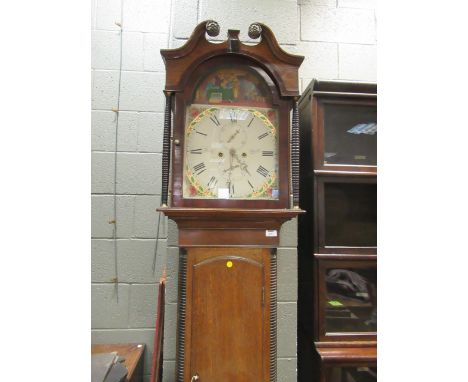 A 19th century eight-day longcase clock with painted dial by S Russell, Selkirk, 214cm high