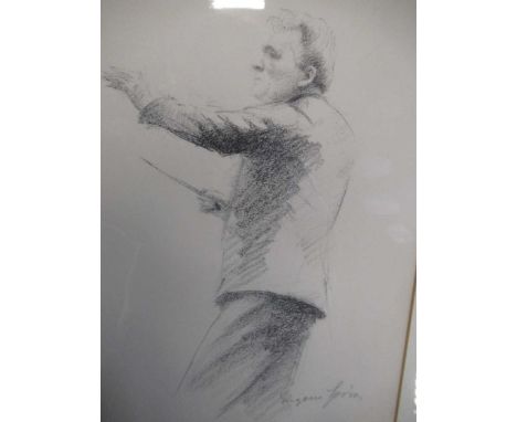 Eugene Spiro, three signed lithographs of conductors, 27.5 x 20cm (one unframed); Léon Augustin Lhermitte, portrait of Joseph