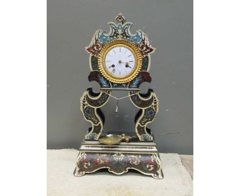 French ebonised and decorated 19th Century mantel clock