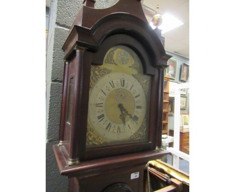 A reproduction chiming grandmother size longcase clock with brass dial, 202cm high