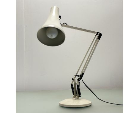 A 1970's Anglepoise Model 90 white table lamp, on circular base, makers mark to shade. 