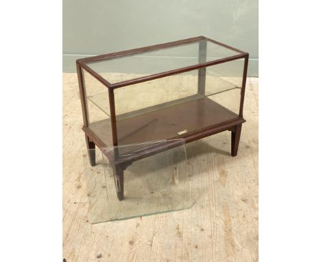 Edwardian mahogany framed miniature table glazed showcase by Heggie and Aitchison Edinburgh with sliding glass doors (a/f) wi
