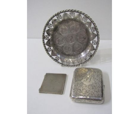 ENGLISH &amp; CONTINENTAL SILVER, silver cigarette case with foliate engraved decoration, Birmingham 1938, 76.5 grams, also c