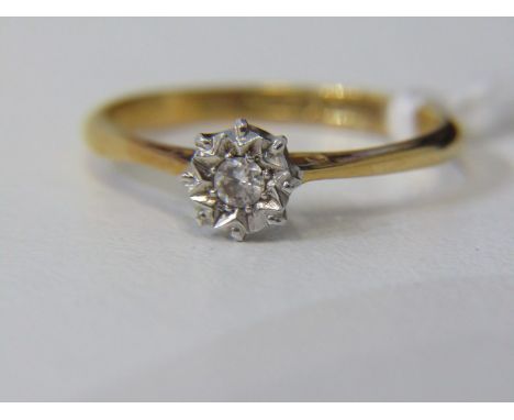 DIAMOND RING, 18ct yellow gold and platinum mounted diamond ring, 2.2 grams, size M