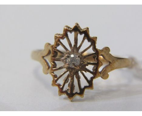 GOLD STONE SET DRESS RING, 9ct yellow gold ring, set a central clear stone, size O