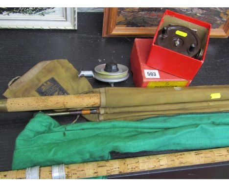 VINTAGE ANGLING, Hardy "Pennell" 3 section split cane course rod with spare top section, a Tunbridge Wells triple section rod