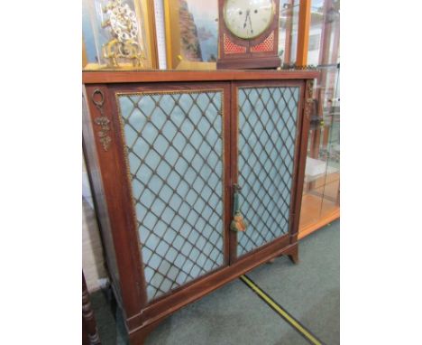 REGENCY ROSEWOOD & MAHOGANY CHIFFONIER, twin brass grilled cupboard doors with chinoiserie lacquered side panels and tooled l