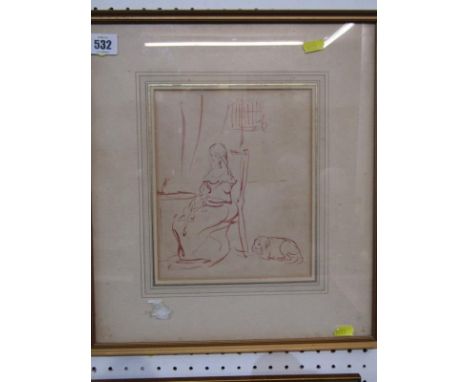 JOHN EVERETT MILLAIS, early sketch "Portrait of Sister in Law, Mary Hodgkinson", 22cm x 18cm 532 - Unfortunately no provenanc