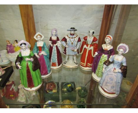 SITZENDORF, group of 7 figures "Henry VIII with 6 wives", 21cm height