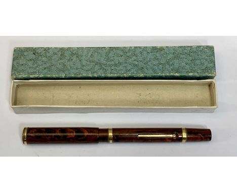 SWAN SF130 MABIE TODD WOOD GRAIN SELF FILLER FOUNTAIN PEN – 14ct gold nib, boxed 
