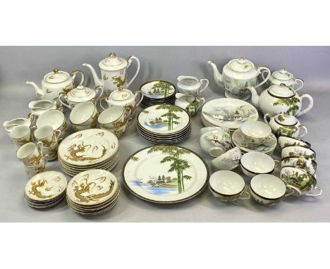 CHINESE EGGSHELL CHINA TEA SERVICES (2) - the cups with 'Geisha Girl' bases and the Japanese eggshell tea service decorated i