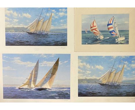 GWYN HUGHES (British 20th century) watercolour - racing yachts in full sail, signed lower right, 33 x 52cms and J STEPHEN DEW