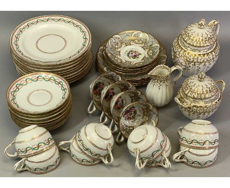 VICTORIAN, POSSIBLY MINTON &amp; OTHER, DECORATIVE TEAWARE - 25 pieces in the believed Minton pattern, four trios having flor