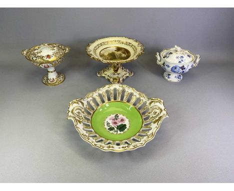 ENGLISH PORCELAIN COLLECTION - 19th century Copeland and Garrett Late Spode's Felspar porcelain basket, moulded, gilded and r