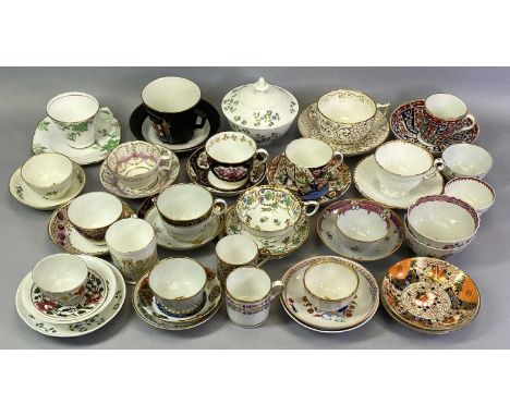 18TH CENTURY &amp; LATER CABINET CUPS &amp; SAUCERS, tea bowls and saucers ETC (within 2 boxes), makers include T Goode &amp;