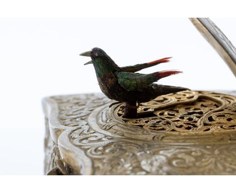 A German `Oiseau Chanteur` automaton singing bird box gilt metal in the manner of&nbsp;Karl Griesbaum, of rectangular form wi