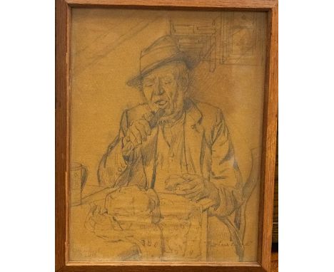 Charles Spencelayh R.B.S.A.,R.M.S (1865-1958)Eat Less Bread pencil sketch, 22 x 16cmsigned, titled and dated 18.6.17 with inv