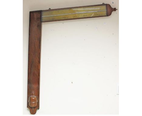 A George III John Whitehurst of Derby mahogany sign post barometer, inscribed and dated 1766, with inscribed brass reading pl