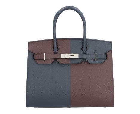 HERMÈS Handtasche "SAC BIRKIN SELLIER 30". Koll. 2022. Casaque Rouge Sellier / Bleu Indigo /  Rose Texas in Epsom Leder mit s