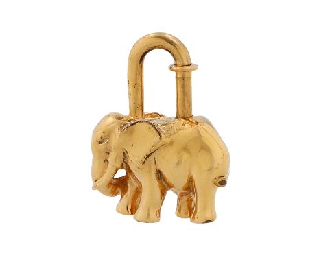 HERMÈS VINTAGE Schloss "ELEPHANT CADENA", Koll.: 90er Jahre. Vergoldetes Modell. Gebrauchsspuren vorhanden. 4 cm.| HERMÈS VIN