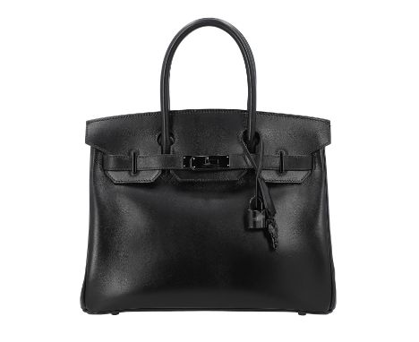 HERMÈS Handtasche "BIRKIN BAG 30 SO BLACK". Kollektion 2010 ("N"-Stempel). "So Black"-Edition - Sammlerstück. Boxcalf Leder i
