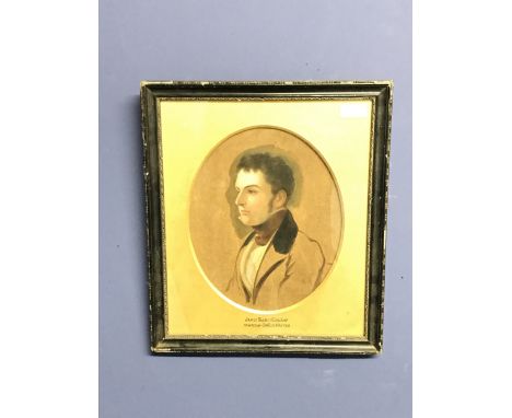 Oil on board portrait,  labelled to oval gilt mount "Sir George Hayter of James Talbot Esq Jun" 27 x 22 cm 
