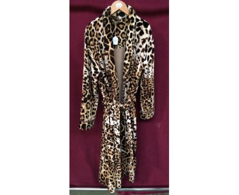 Ladies house coat in animal print fabric labelled Roberto Cavalli 