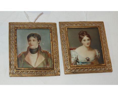 A pair of portrait miniatures, 8 x 7cm Condition Report: Available upon request