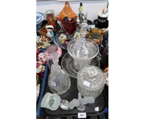 A Murano colourful glass clown, art glass dishes, glass fish, Mary Gregory decanter and other glassware Condition Report: Ava