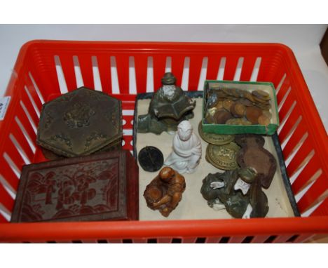 A collection of miscellaneous including coins, ceramic figures etc Condition Report: Available upon request