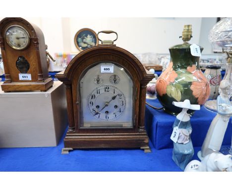 A Junghans oak veneer bracket clock, retailed by Wm Hope, (late) Alexander Hexham Condition Report: Available upon request