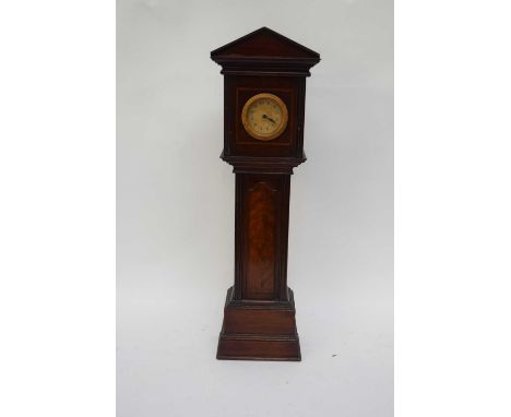 Late 19th/early 20th century miniature longcase clock in architectural case fitted with a keyless wind movement (a/f), 48cm h