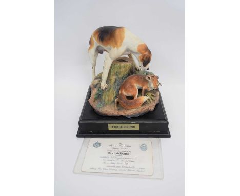 Large model of a fox and hounds by Neil Campbell in a limited edition for Albany Fine China
