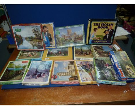 A quantity of vintage jigsaws including wooden and plywood, 'Victory' jigsaws of traction engine, hunting scene, 'Ponda' puzz