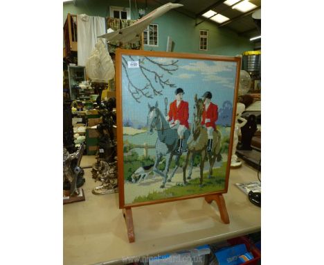 A Firescreen with hunting scene.