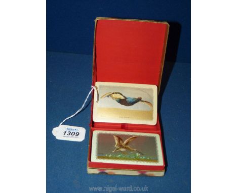 A set of Waddingtons playing cards 'Birds of Britain' in a presentation box, cards are unopened and in mint condition.